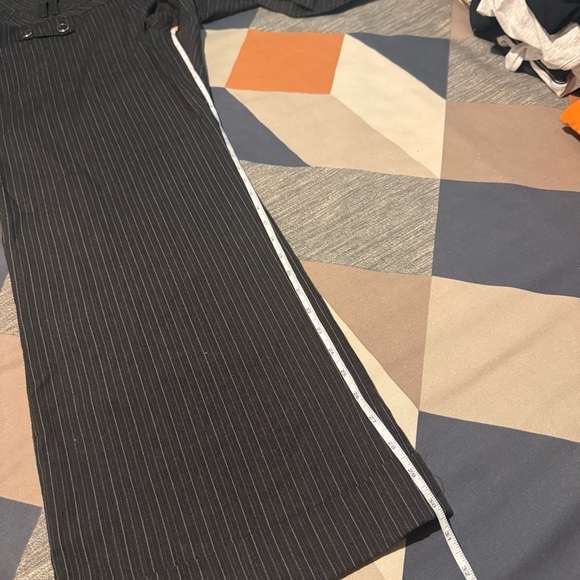 Lane Bryant Women’s Wide Leg Trousers Size 16 Charcoal Gray W/ White Pinstripes - Picture 3 of 9